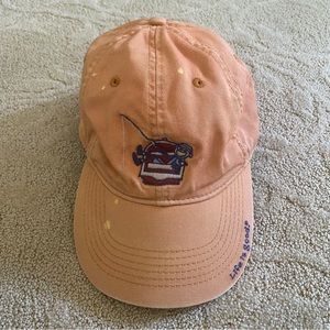 Life Is Good Adjustable Baseball Cap Hat in Burnt Orange Fishing Logo One Size